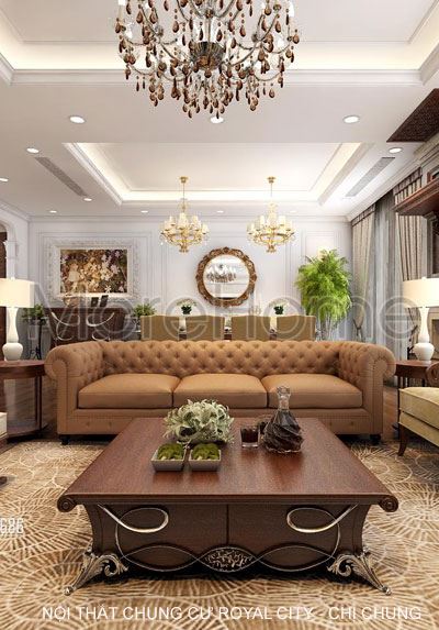 Thiết kế nội thất chung cư ROYAL CITY phong cách tân cổ điển - Chị Chung