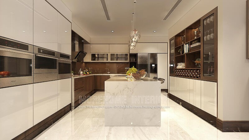 Thiết kế tủ bếp hiện đại đẹp cho nhà chung cư, biệt thự cao cấp đầy ấn tượng Tủ bếp biệt thự