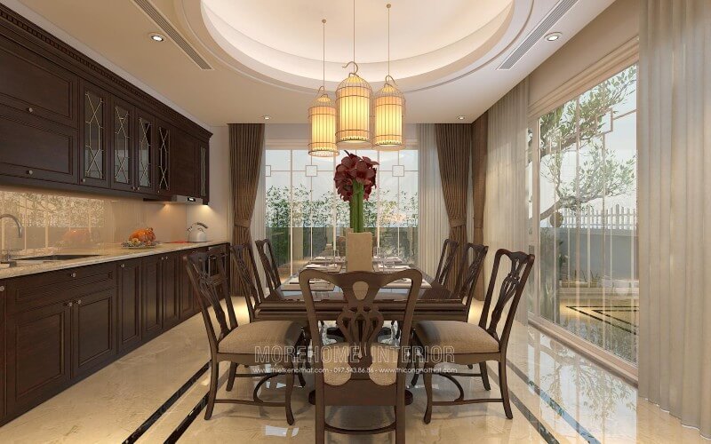 Thiết kế nội thất tủ bếp biệt thự cao cấp phong cách hiện đại, sang trọng Tủ bếp biệt thự